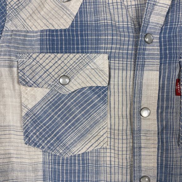 Wrangler Shirt Pearl Button Up Short Sleeve Youth Size Small 8-10 Yrs - Picture 3 of 4